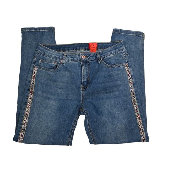 V Christina Womens 10 Medium Wash Tapered Leg Sequin Jean - Picture 4 of 10